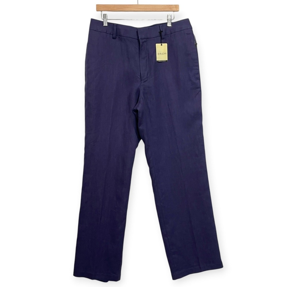 Sean John Blue 100% Linen Straight Leg Pants Men 34 Trousers Tailored Minimalist